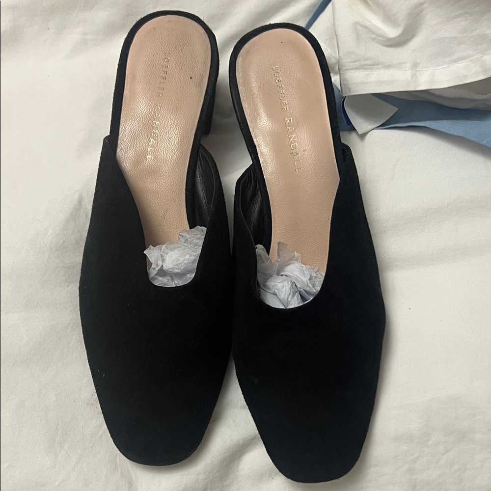 Loeffler Randall black suede mules size 9